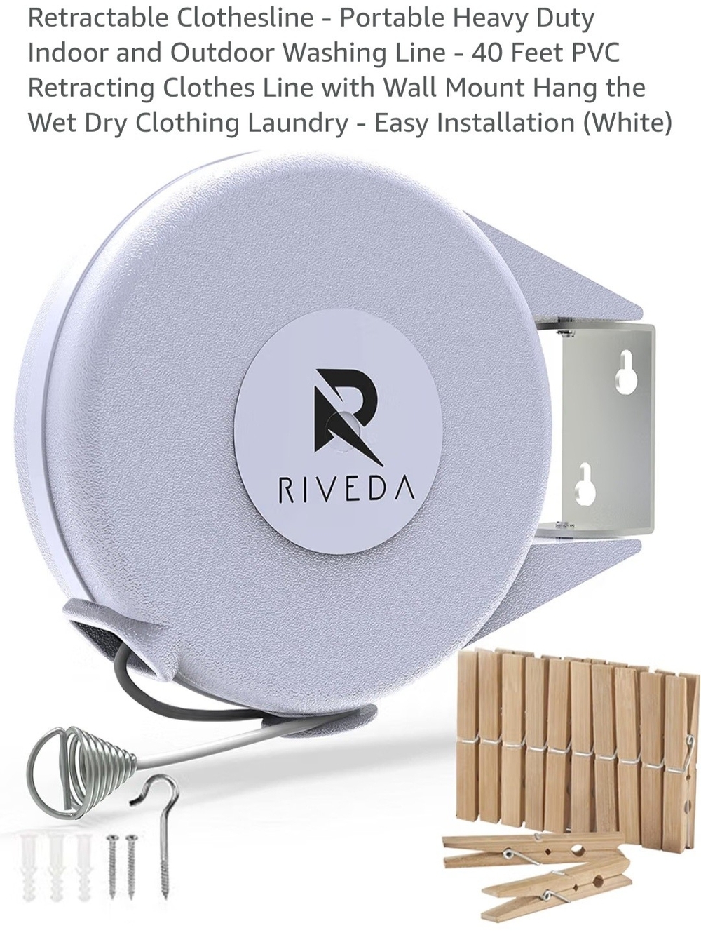 Riveda Retractable Clothesline in White
